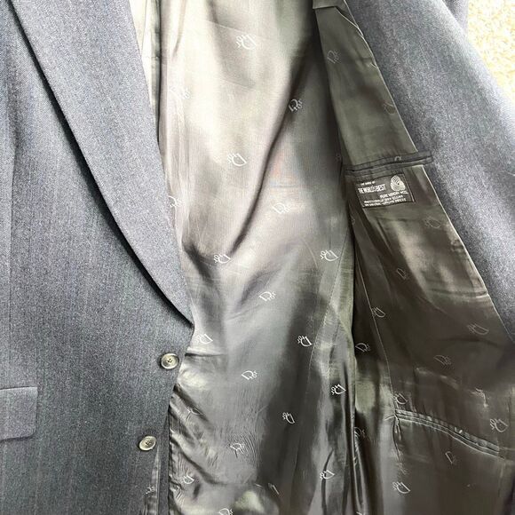 Christian Dior Blazer Men’s 42 Gray and Blue Herringbone Patterned Suit Jacket - Picture 5 of 11